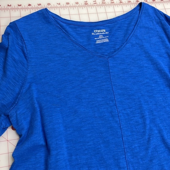 CHICO'S Set of 2 V-Neck 3/4 SLV Cotton Black and Bright Blue Pullover Tops SZ XL - Picture 11 of 16